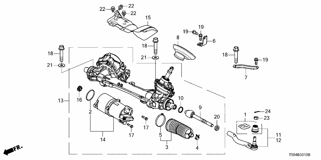 Honda 53621-T64-A20 RACK, POWER STEERING