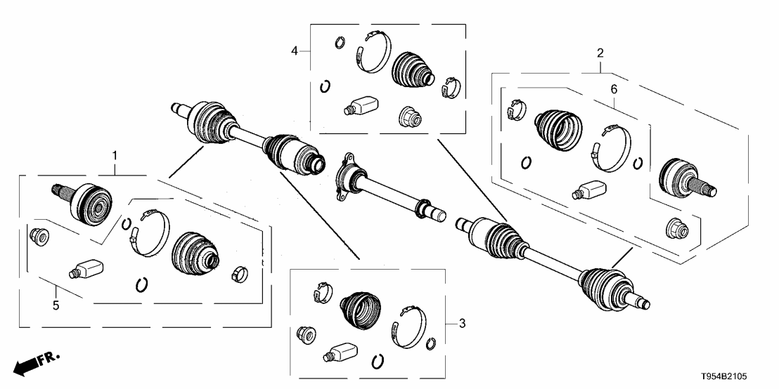 Honda 44017-T95-305 BOOT SET, INBOARD