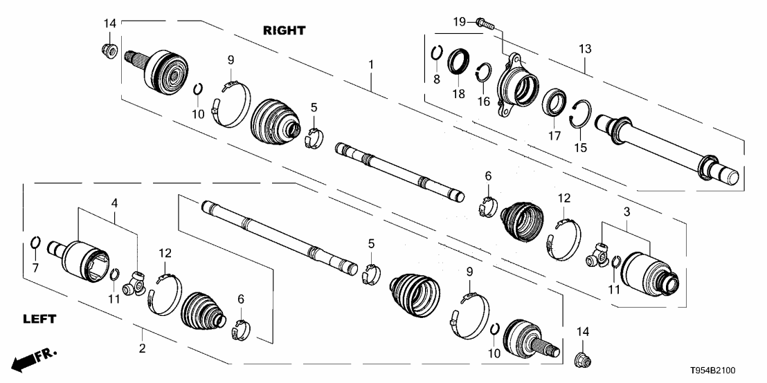 Honda 44305-T95-A02 DRIVESHAFT ASSY-, R