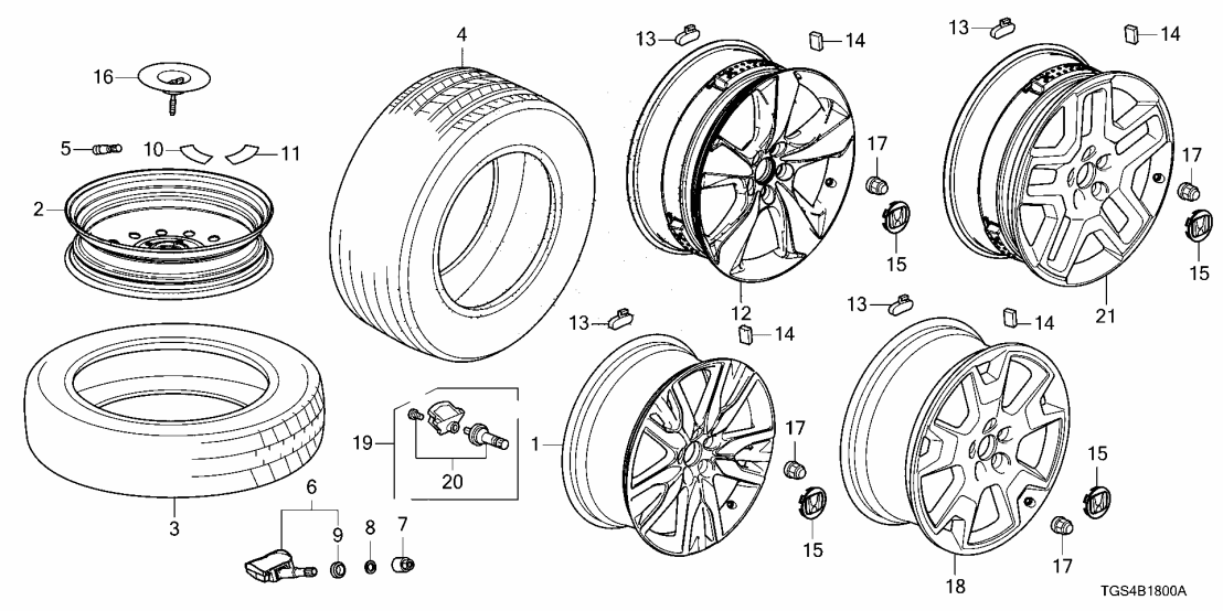 Honda 42800-TGS-A40 W-WHEEL (20X8 1/2J)
