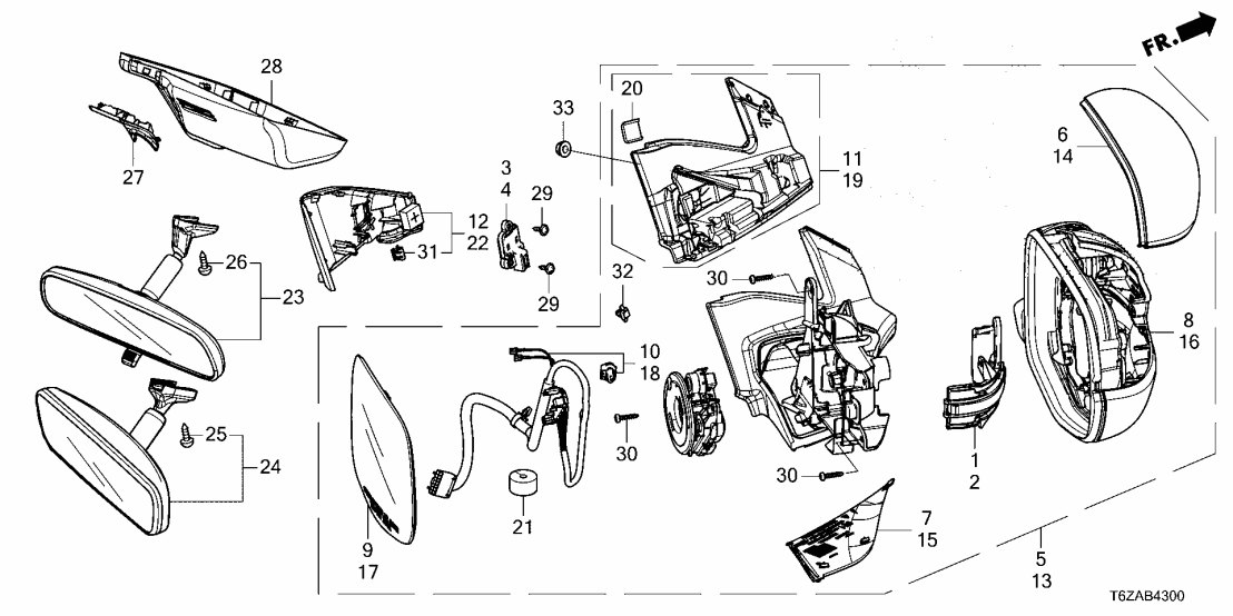 Honda 76200-TG7-A92ZN MIR, R- DR *NH556* 76200-TG7-A92ZN Honda MIR, R- DR *NH556*