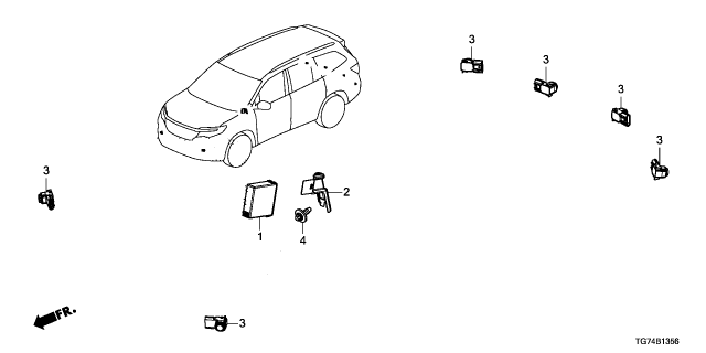 2022 Honda Pilot UNIT PARKING SENSOR Diagram for 39670-TG7-A91