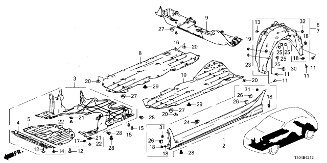 2024 Honda Civic CVR, RR- FLOOR Diagram for 74620-T60-A00