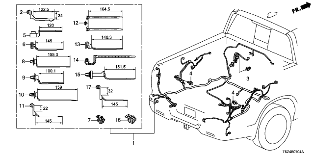 2022 Honda Ridgeline 4 Door Black Edition AWD 9AT Wire Harness Diagram 5