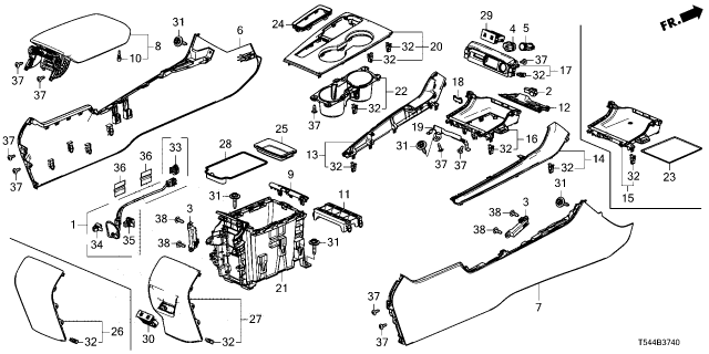 2026 Honda Civic Hybrid ARMREST *NH900L* Diagram for 83405-T61-A11ZA