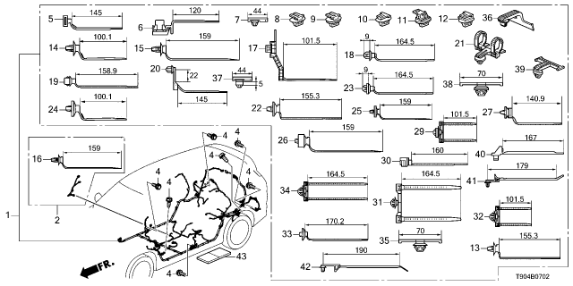 2025 Honda Pilot CLIP WIRE HARN SEAT Diagram for 91541-T20-A11