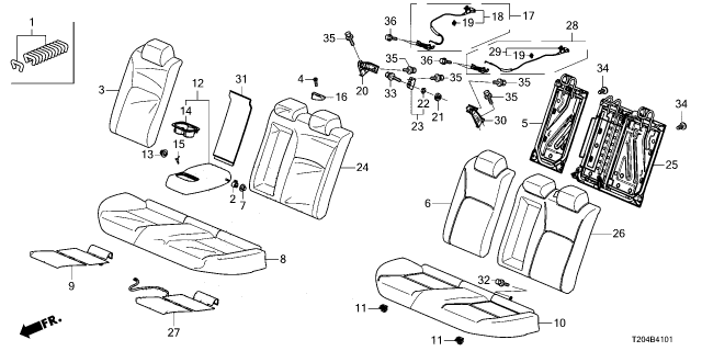 2023 Honda Civic CABLE R, RR- SEAT Diagram for 82221-T20-A01