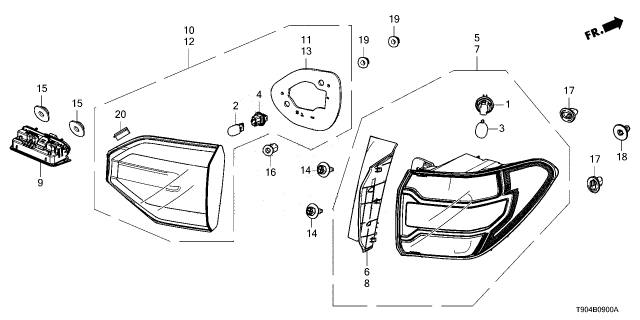 2023 Honda Pilot LIGHT ASSY-, L- LID Diagram for 34155-T90-A11
