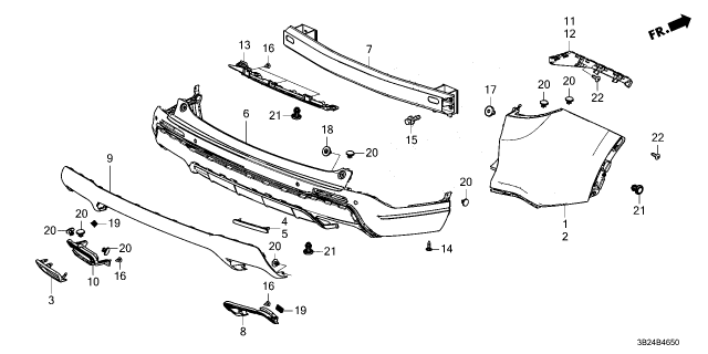 2024 Honda CR-V Hybrid W-FACE, RR- BUMPER Diagram for 71501-3D4-A00