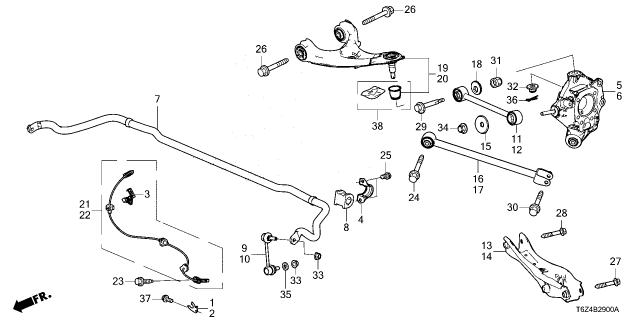 2024 Honda Ridgeline BUSH, RR Diagram for 52306-T6Z-A13
