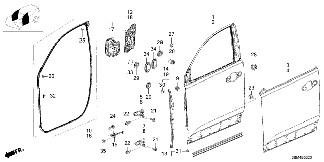 2026 Honda Passport CHECKER, FR- DOOR Diagram for 72340-T90-A01