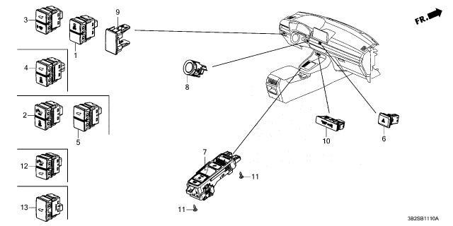 2026 Honda CR-V Hybrid SW, MODE & HDC & EPB Diagram for 35730-3M0-D01