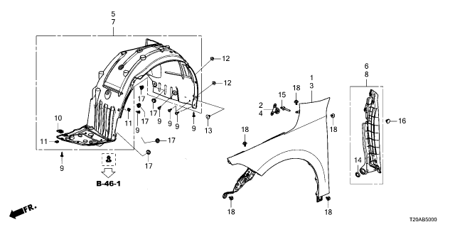 2026 Honda Civic FENDER R, FR- INN Diagram for 74100-T56-A00