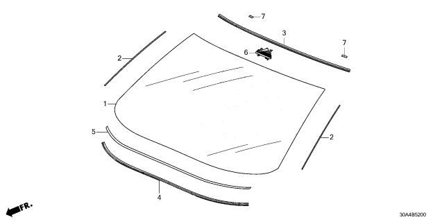2023 Honda Accord SET, FR- WSHLD GLASS Diagram for 73111-30A-A01