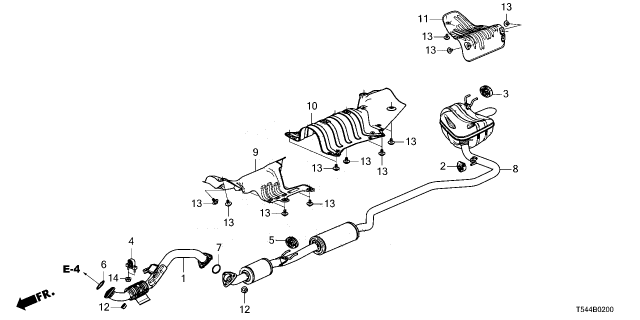 2026 Honda Civic Hybrid SLNCR COMP, EX Diagram for 18307-T61-A03