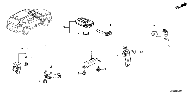 2026 Honda CR-V Hybrid FOB ASSY-, ENTRY KEY Diagram for 72147-3A0-C01