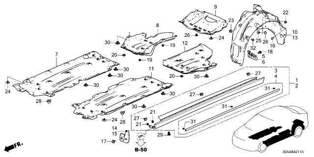 2023 Honda Accord COVER R, FR- FLOOR Diagram for 74511-30A-A00