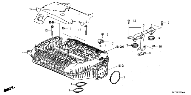 2025 Honda Ridgeline MNFLD COMP, IN Diagram for 17160-RLV-A01