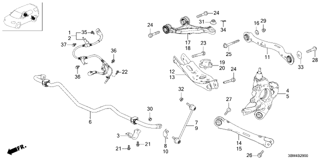 2026 Honda Passport ARM, R- RR- (UPPER) Diagram for 52510-3BM-A00