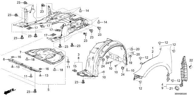 2026 Honda Prelude FENDER ASSY-, R- FR Diagram for 74100-36W-000