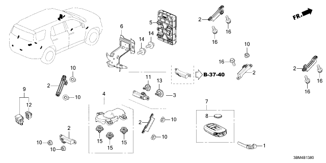 2026 Honda Passport FOB ASSY- (DRIVER 1) Diagram for 72147-3BM-A01