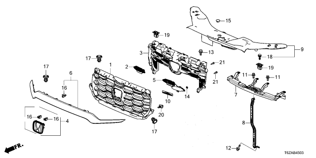 2026 Honda Ridgeline EMBLEM, FR- GRILLE Diagram for 75728-TGS-A01