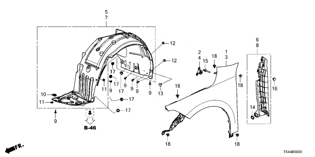 2025 Honda Civic Hybrid FENDER L, FR- INN Diagram for 74150-T61-A00