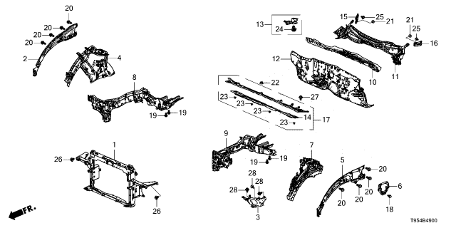 2025 Honda CR-V BULKHEAD, FR Diagram for 60400-T95-A00ZZ