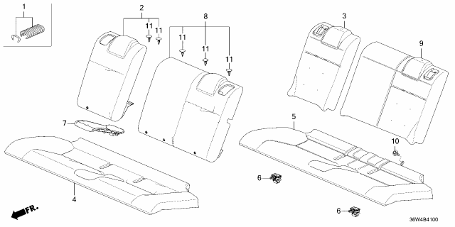 2026 Honda Prelude PAD COMP R, RR- BACK Diagram for 82127-36W-J01