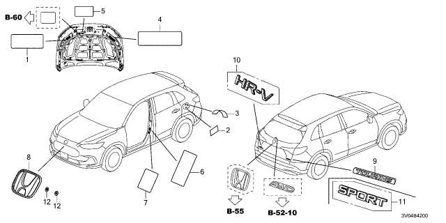 2026 Honda HR-V EMBLEM, RR Diagram for 75722-3W0-A10