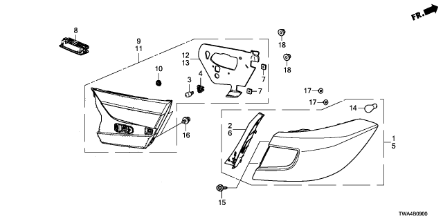 2022 Honda Accord Hybrid LIGHT ASSY-, LICENSE Diagram for 34100-TVA-A12