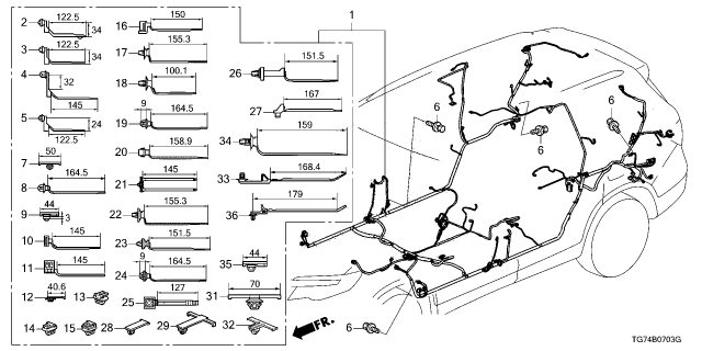 2022 Honda Pilot WIRE HARNESS, FLOOR Diagram for 32140-TG7-503