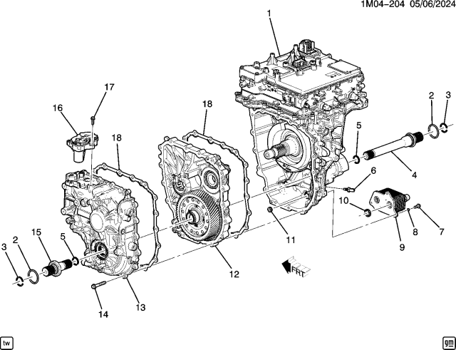 2024 Honda Prologue 5 Door Touring AWD 1AT AT Automatic Transaxle - Front-Drive Motor Case & Associated Parts Diagram 2