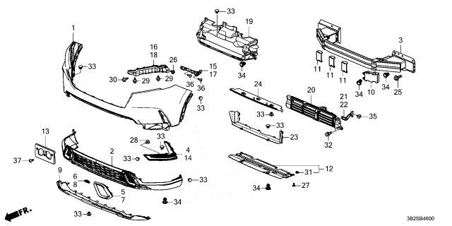 2026 Honda CR-V Hybrid BOLT, BUMPER Diagram for 90144-TBT-000