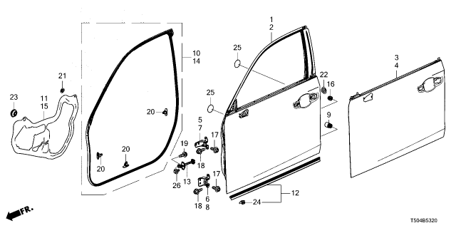 2026 Honda Civic Hybrid HINGE, R- FR- DOOR Diagram for 67410-T2A-H12ZZ