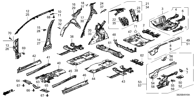 2026 Honda CR-V Hybrid FLOOR SET, R- FR Diagram for 65111-3A0-305ZZ