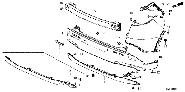2024 Honda HR-V W-FACE, RR- BUMPER Diagram for 71501-3W0-A00