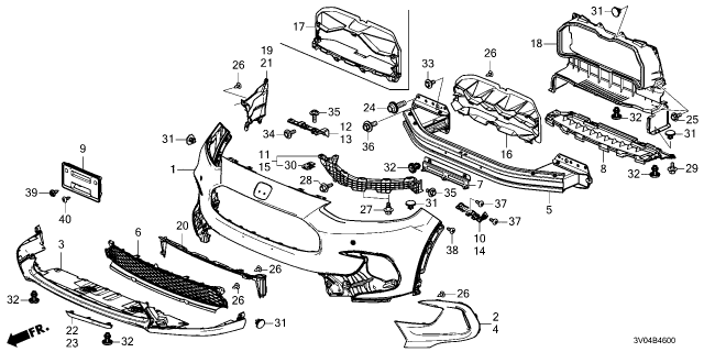 2023 Honda HR-V W-FACE, FR- BUMPER Diagram for 04711-3W0-A10ZZ