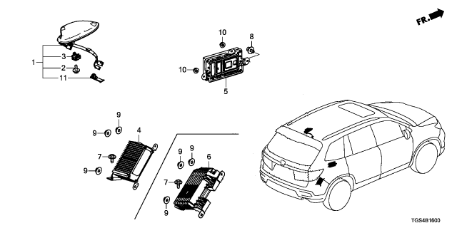 2023 Honda Passport ANTENNA *B638P* Diagram for 39150-TGS-A11ZN