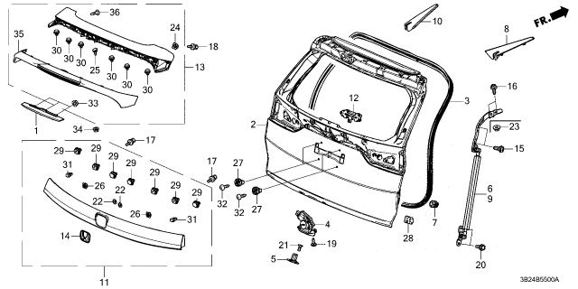 2023 Honda CR-V Hybrid TAILGATE Diagram for 68100-3A0-A00ZZ