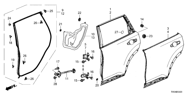 2025 Honda CR-V PANEL, L- RR- DOOR Diagram for 67550-T95-A00ZZ