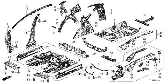 2022 Honda CR-V FLOOR, FR Diagram for 65100-TLA-316ZZ