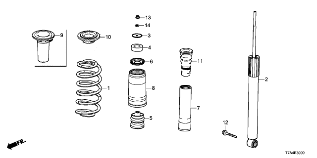 2022 Honda HR-V DAMPER UNIT, RR Diagram for 52611-T7W-A73
