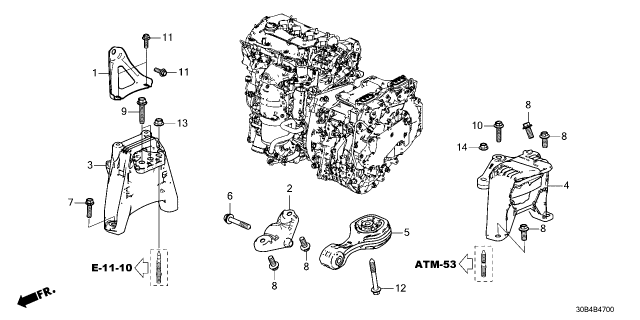 2023 Honda Accord Hybrid MTG RUB, ENG SIDE Diagram for 50820-30B-A52