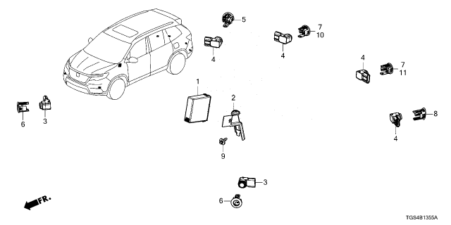 2023 Honda Passport UNIT, PARKING SENSOR Diagram for 39670-TGS-A81