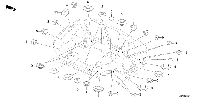2026 Honda Passport 5 Door RTL Towing 10AT Grommet Diagram 2