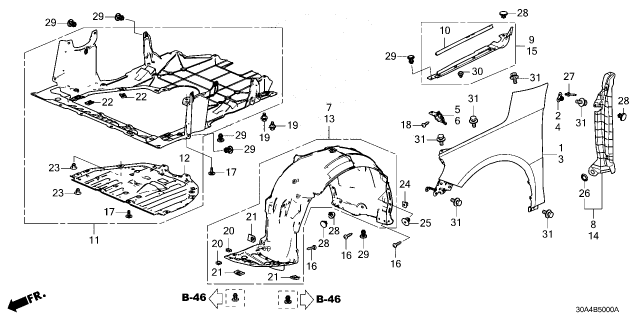 2024 Honda Accord FENDER L, FR- INN Diagram for 74150-30A-A00