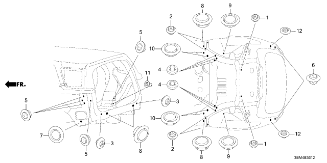 2026 Honda Passport 5 Door RTL Towing 10AT Grommet Diagram 3