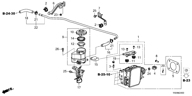 2026 Honda Civic Hybrid RESERVOIR SET Diagram for 46661-T50-H00