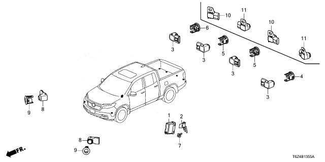 2024 Honda Ridgeline SENSOR UNIT, PARKING Diagram for 39670-T6Z-A81